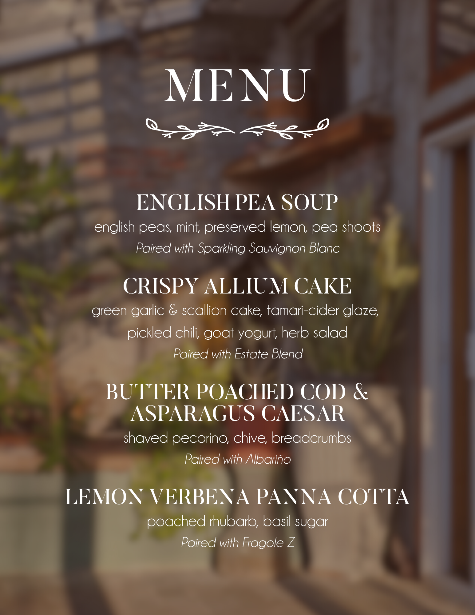 Dinner menu