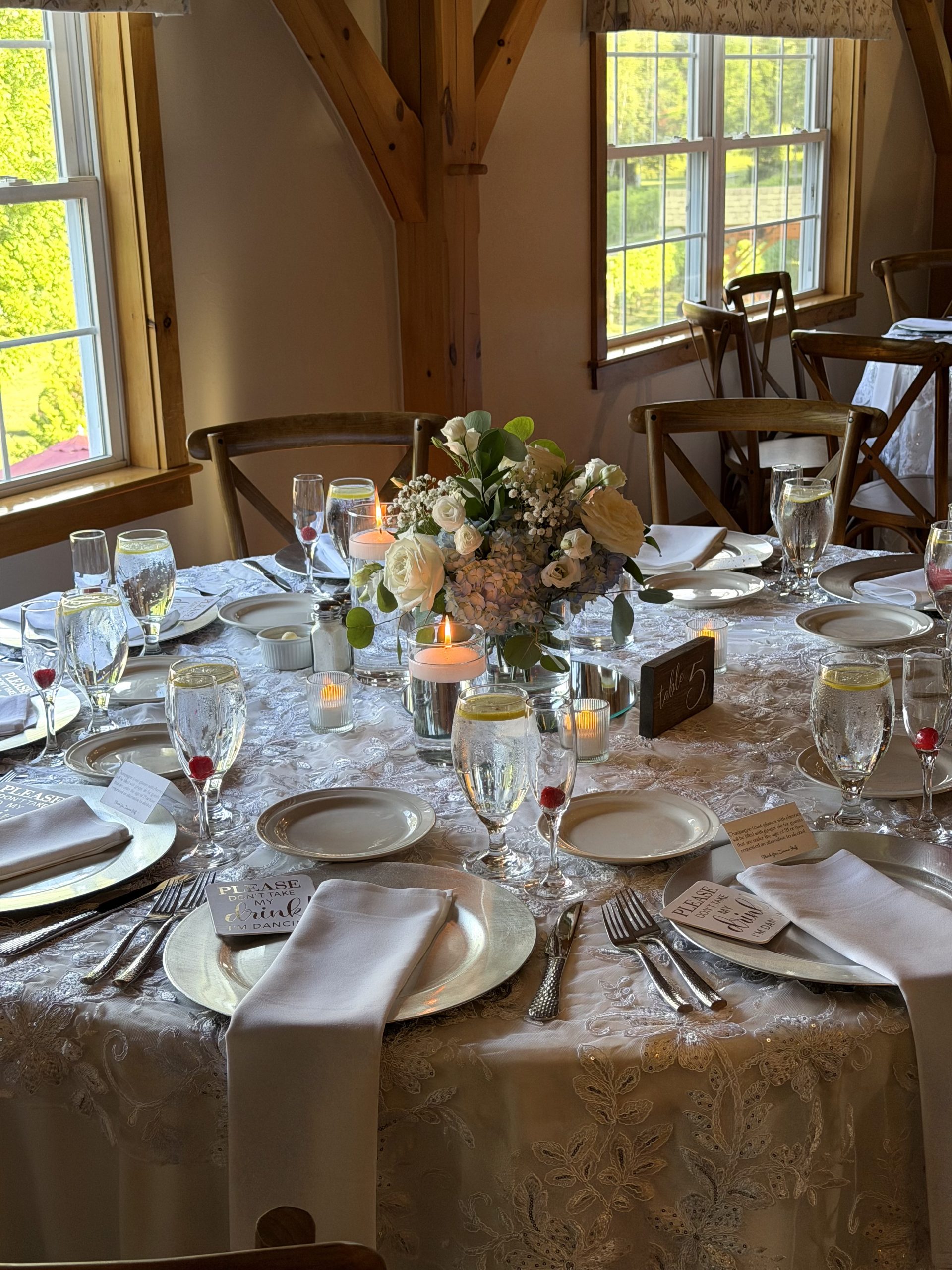 Ornately decorated dinner table.
